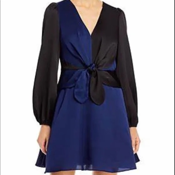 Milly Dresses & Skirts - MILLY Stella black and blue bow tie waist dress